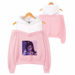 Off-shoulder hooded sweatshirt