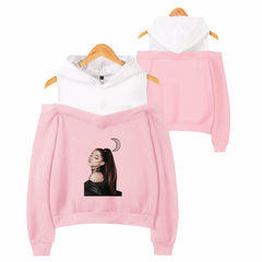 Off-shoulder hooded sweatshirt