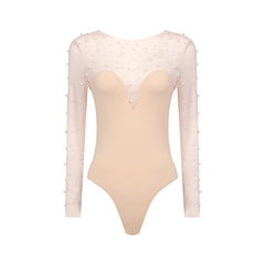 Foam Mesh Top Jumpsuit Casual Suit