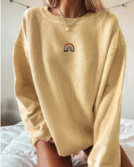 Striped Printed Round Neck Long-sleeved Pit Stripe Sweater Women