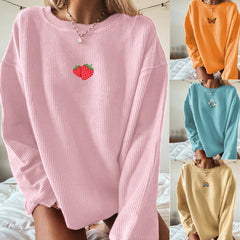 Striped Printed Round Neck Long-sleeved Pit Stripe Sweater Women