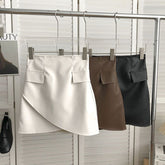 Irregular High Waist Faux Pocket A- Line Skirt Women