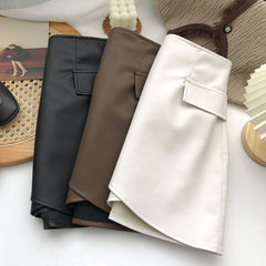 Irregular High Waist Faux Pocket A- Line Skirt Women
