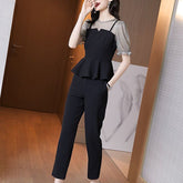 Fashion Chiffon Shirt Pants Casual Two-piece Suit