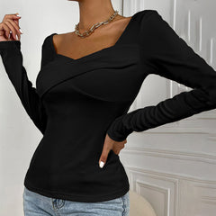 Women's Slim Fit V-Neck Long Sleeve Knit Top