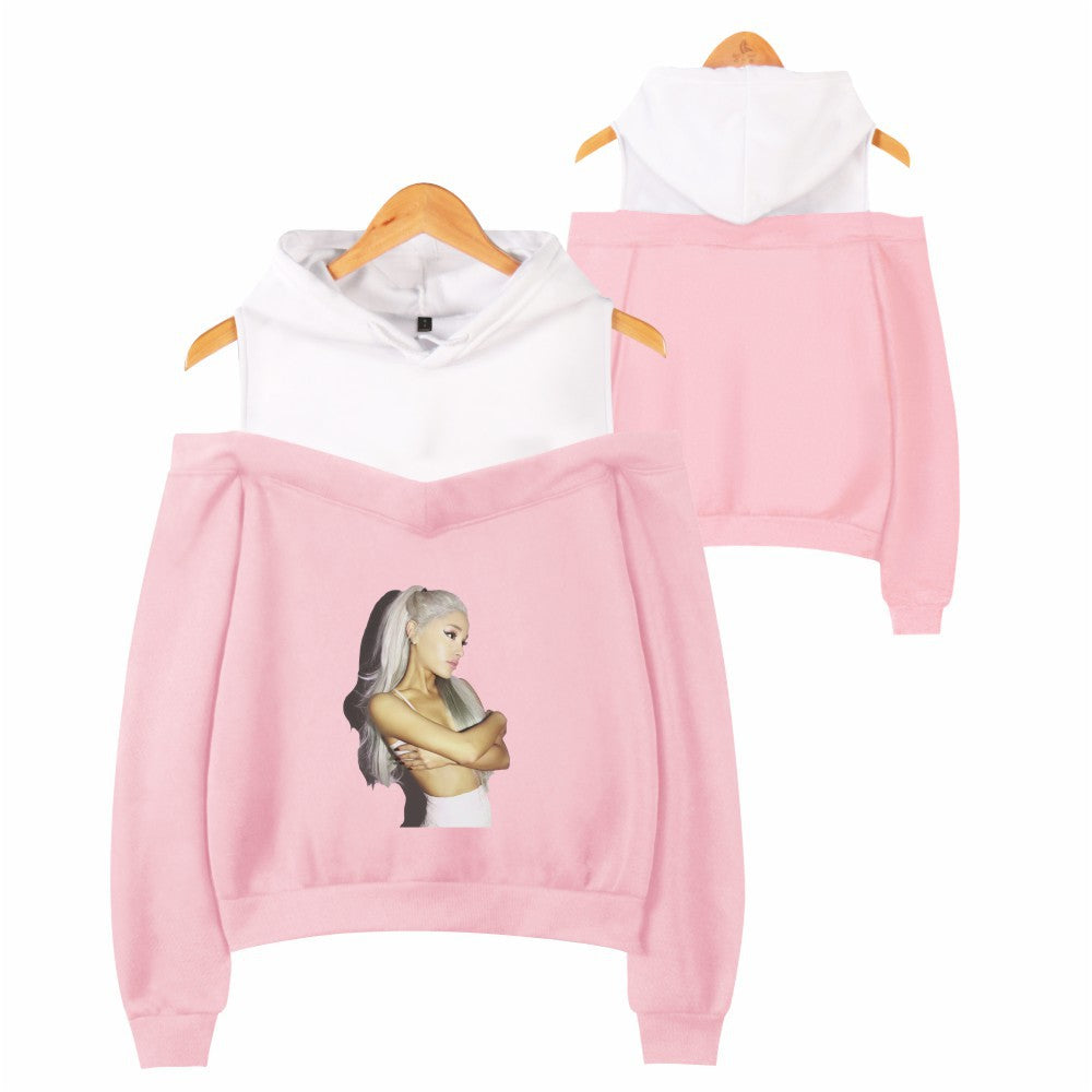 Off-shoulder hooded sweatshirt