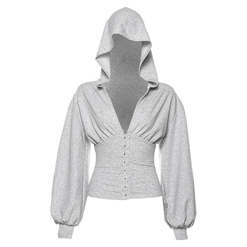 Lantern long sleeve slim fitting women's Hoodie
