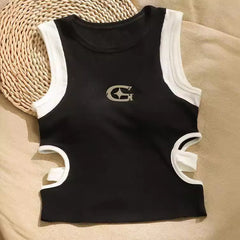 Design Sense Midriff Outfit Sleeveless Vest Slim Top For Women