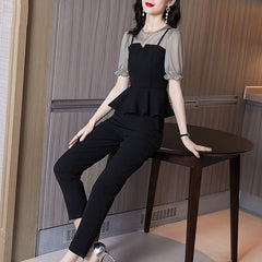 Fashion Chiffon Shirt Pants Casual Two-piece Suit
