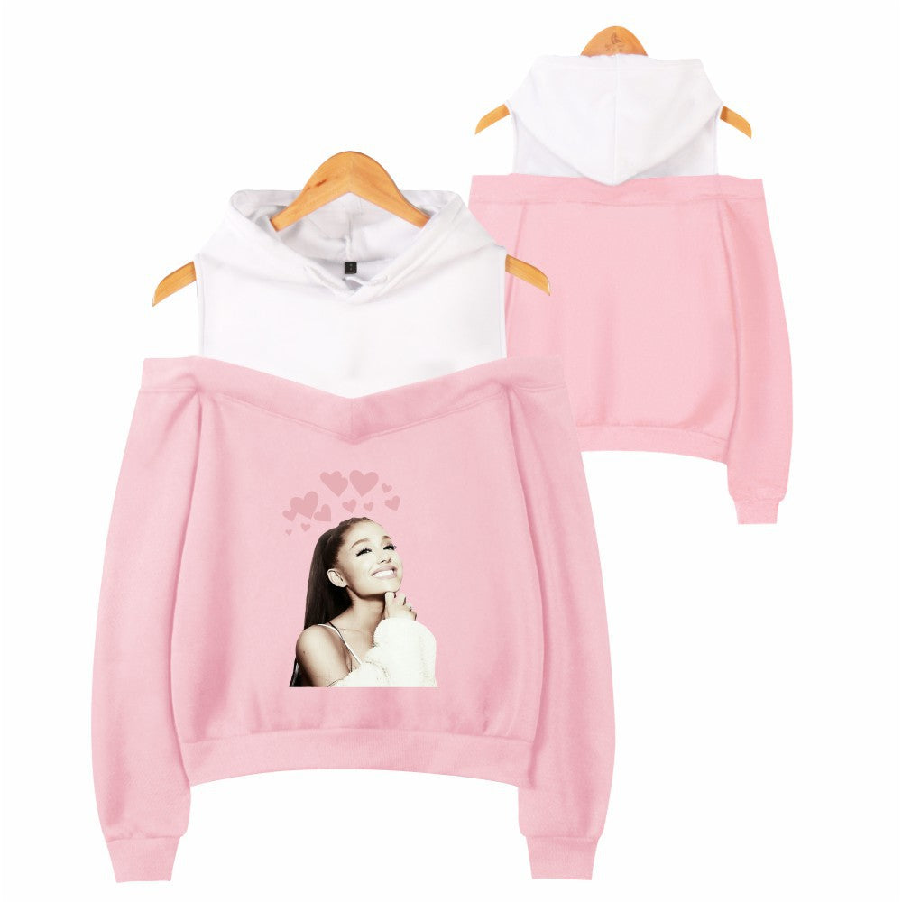 Off-shoulder hooded sweatshirt