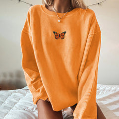 Striped Printed Round Neck Long-sleeved Pit Stripe Sweater Women