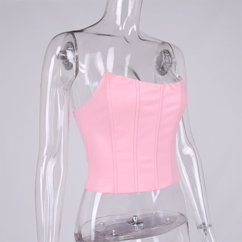 Fishbone Off-the-shoulder Collar Wrap Chest Vest Top Women