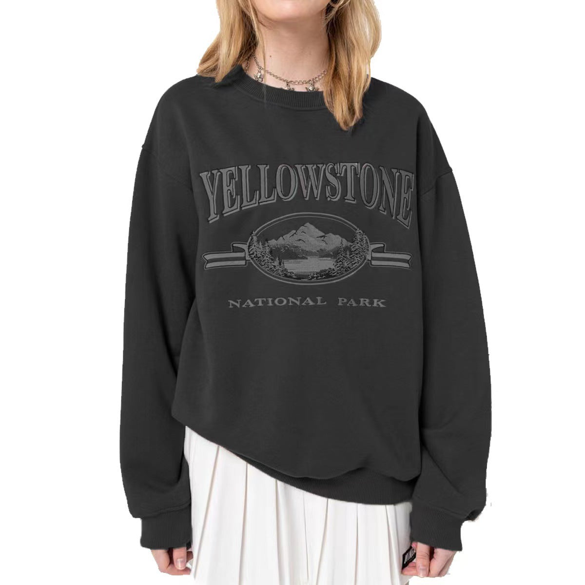 Autumn New Loose Round Neck Casual Long-sleeved Printed Sweater Trend