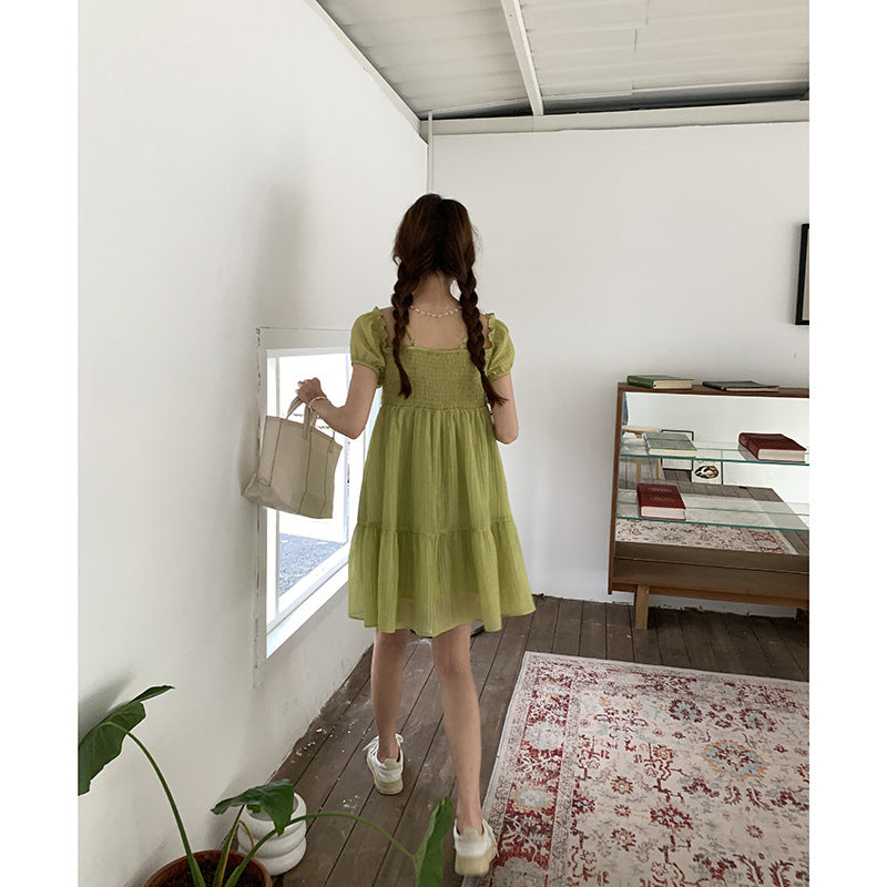 Women's Gentle And Sweet French Square Neck Dress